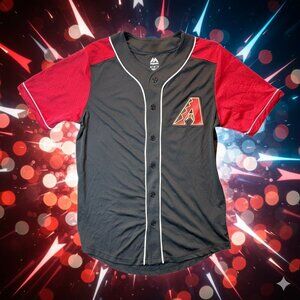 Majestic Arizona Diamondbacks Black Red Short Sleeve Button-Up Baseball Jersey M